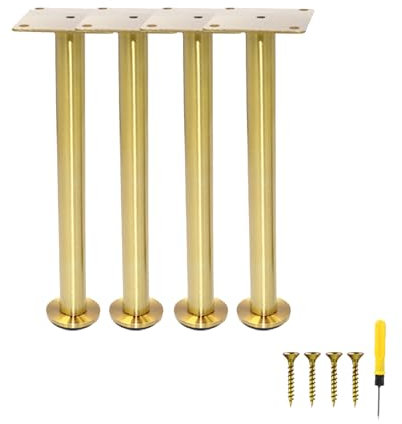 KOVNISE Lot de 4 Pieds de Mmeubles Réglables en Hauteur de 25 cm Pieds de Support de Rechange pour Canapé Commode Cadre de Lit Meubles en Alliage D'aluminium Robuste (Doré)