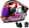Casque intégral Casque de Moto Adultes avec Double visière, homologué ECE Casque de Scooter Casque Full-Face pour Homme et Femme, Taille : 58-62 cm S