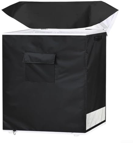 Heavy Duty 210D Oxford Waterproof Refrigerator Cover With Zipper Access For Outside Chest Freezer Storage Protection Black(A)
