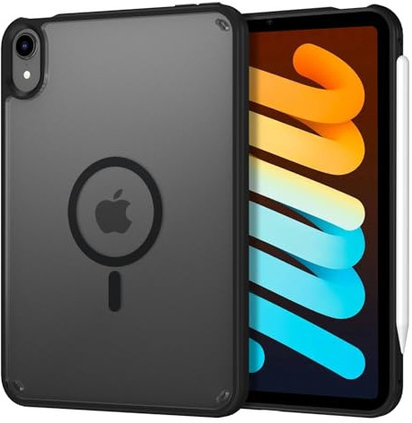 Telaso Hülle für iPad mini 7 (A17 Pro) 2024, iPad mini 6 2021 8,3 Zoll, Inklusive Stifthalter, Magnetic Case mit Translucent Matte Hart Rückwand, Weich TPU Rand Fallschutz Schutzhülle, Schwarz