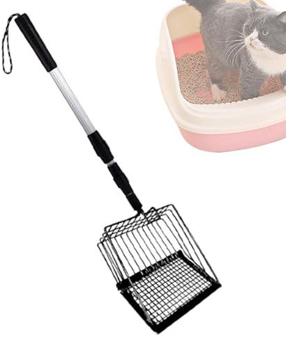 Generisch Metallische Katzentoiletten-Schaufel - Tiefe Sieb-Schaufel für Katzenstreu | Langstiel KOT Reinigungssieb Für Haushalt Kleinraum Leben Kliniken