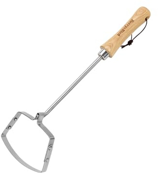 Berry&Bird Pendelhacke 44cm, Steigbügelhacke Hacke Gartenwerkzeug aus Edelstahl mit Griff aus Eschenholz, Handhacke Hula Hacken zum Pflanzen von Gemüse, Bauernhof, Jäten, Lösen von Erde