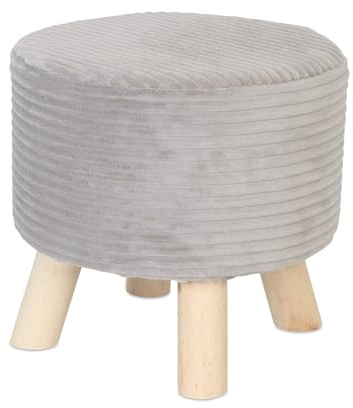 Relaxdays Sgabello in Corda, Gambe in Legno, H x D: 30 x 30 cm, Rotondo, poggiapiedi, Soggiorno