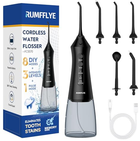 RUMFFLYE Jet Dentaire Hydropulseur et Irrigateurs Water Flosser 12 Modes