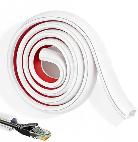 Zlokdraxy 3 MÈTres de Goulotte Passe Cables Auto-AdhÉSif Cache-Cordon en PVC Souple Goulotte Passe Cable Mural IdÉAle pour La Gestion des Câbles À Domicile et Au Bureau Blanche 15 × 10 Mm