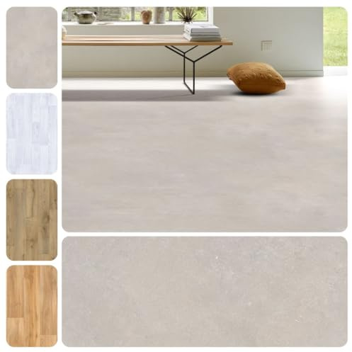 PVC Vinyl Bodenbelag Vinylboden Meterware Steinoptik | 4m breit, Betonoptik grau, 350x400cm