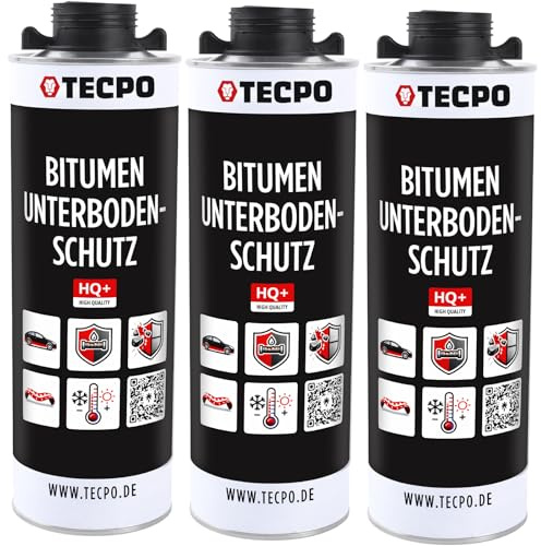 TECPO Unterbodenschutz Bitumen Schwarz 3 Liter UBS Saugdose Steinschlagschutz Korrosionsschutz Rostschutz Unterboden Auto Kfz Langzeit