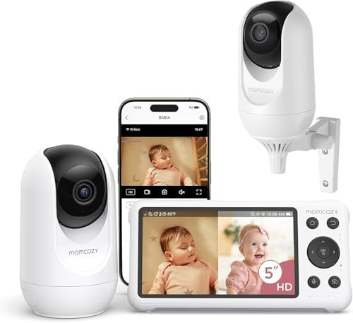 momcozy BM04 Camara Vigilancia Bebe WiFi con 2 Cámaras,5 1080P,App Control