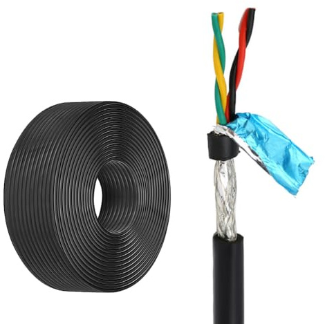 Cavo Schermato 4 Fili 18 AWG, Coppia Intrecciata, Catena Portacavi(32FT,1.5mm²(16AWG))