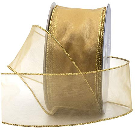 Royal Imports 2.5 Wired Sheer Organza Ribbon 50Yard Roll, Gold