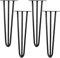 Melko 4 Stück Hairpin Legs Haarnadel Tischbeine aus 12 mm Stahl Tischfuß inkl. Bodenschoner | Höhe 60 cm, 3 Streben, Schwarz