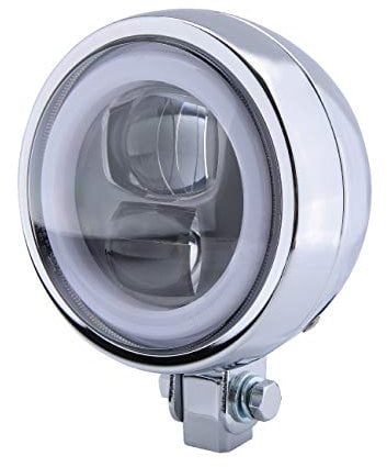 HIGHSIDER Motorrad LED Scheinwerfer Flat Typ 9 mit Standlichtring, 4 3/4 Zoll, E- geprüft (Chrom)