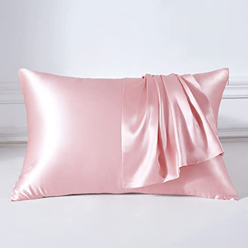 THXSILK 22 Momme Seide Kissenbezug - 100% Seide Kopfkissenbezug Sofakissenbezug - Anti milben Reißverschluss Seidenkissenbezug - Bezauberndes Rosa 40 x 60 cm