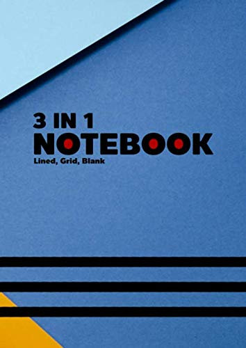 3 in 1 Notebook: Lined, Grid, Blank Notebook With Numbered Pages : White Paper 99 Pages 90gsm : A4 Size 21x29.7 cm. (4)