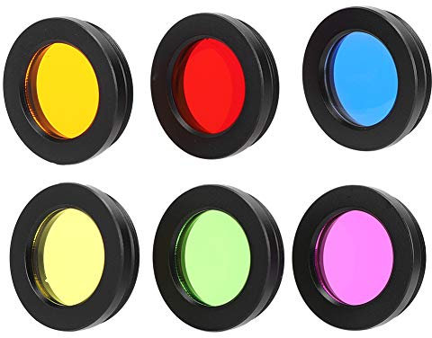 Telescope Filters, 6 Colors 1.25 Inch Telescope Eyepieces Filter Optical Glass Astronomical Color Filter Set with Storage Box for Telescope