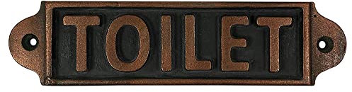 zeitzone Türschild Toilet Gusseisen Kupfer-Optik WC Toilettenschild Vintage Antik-Stil