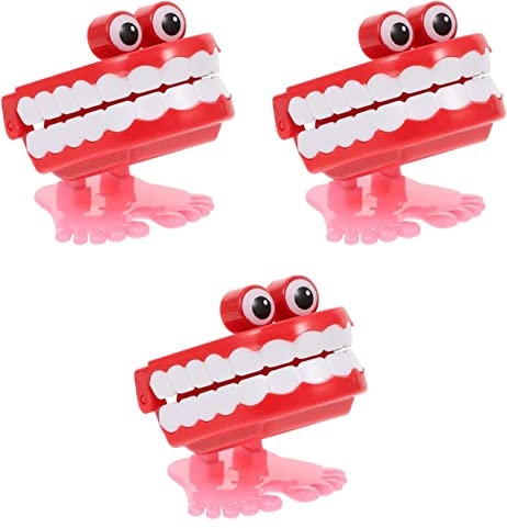 Norhogo 3 Stücke Zähne Spielzeug Aufziehspielzeug, Spielzeug Zähne Augen Aufziehfigur Laufende Zähne Laufendes Gebiss Zahnarzt Geschenk, Weihnachten Geburtstag Mitgebsel Geschenke