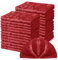 Horbaunal 24 Stück Damast-Stoffservietten 43,2 x 43,2 cm, Jacquard-Tischtuchservietten Set mit 24 quadratischen Satin-Servietten Stoffservietten für Hochzeit, Party, Bankett, rot