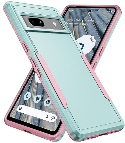 AIOVETEAB Coque pour Google Pixel 7A 2023, Heavy Duty 2 en 1 Hybrid Armor Hard Cover Case Protection pour Google Pixel 7A 6,1 Pouces, Vert