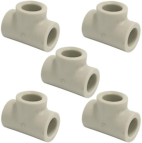 AERZETIX - C67023 - Satz von 5 gleichen T-Stücken aus PPR/polypropylen/ Ø20 mm PN25 zum schweißen (polyfusion) - rohrverbindung - sanitär heizung trinkwasser versorgung fitting winkel bogen