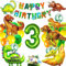 Dino Geburtstag Deko Set, 3 Geburtstag Junge,XXL Dinosaurier Folienballon,Jungle Geburtstagsdeko 3 Jahr Junge,Luftballons Grün für Dinosaurier Party Dekoration Dschungel Party Kinder