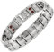 JITNGA Magnetarmband Titan, Herren Mode Magnetarmband, Titan Stahl Armband Armbänder, Männer Frauen Unisex Schwarz Stein Armband (Silber)