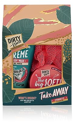 Dirty Works Take Away Overnight Set: Signature Body Wash, Body Butter und Body Puff für eine luxuriöse Nachtroutine