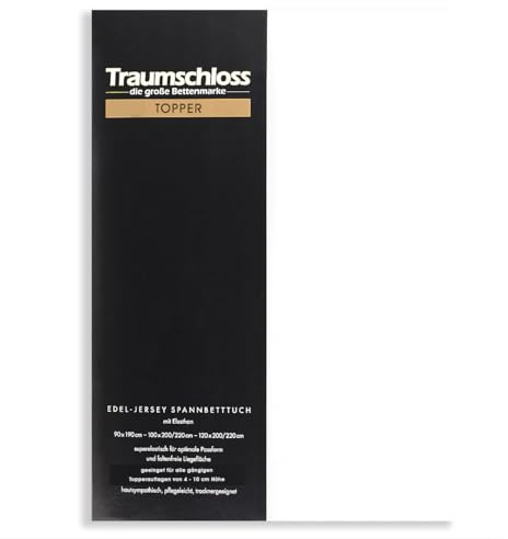 Traumschloss Topper Spannbettlaken Edel-Jersey Mako-Baumwolle Elasthan 4-10 cm Steg 140-160x200-220 weiß | 165g/m², 95% gekämmte Mako Baumwolle, 5% Elasthan