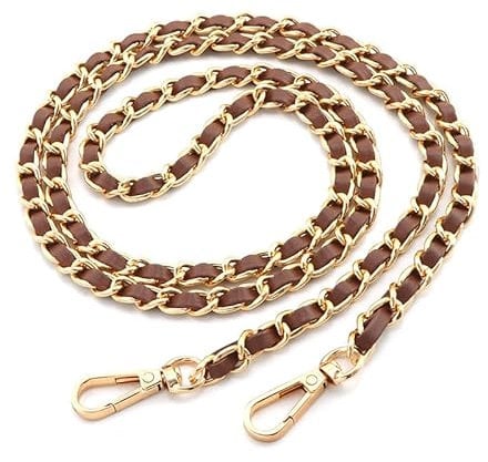 Amindz Catena di Ricambio per Borsa a Tracolla - 2 Pezzi in Metallo, 120 cm per Borsa Frizione (Rosa, Marrone)