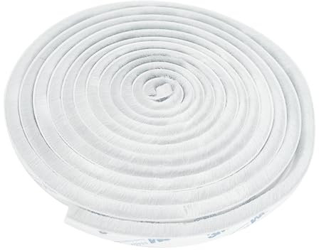HNNHOME Draft Excluder for Doors, Self-Adhesive 5 Meter Brush Seal Strip, Draught Exclude for Sliding Doors, External Door, Window (White, 5M x 9mm x 5mm)