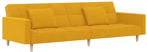 vidaXL Schlafsofa 2-Sitzer mit 2 Kissen Gelb Stoff