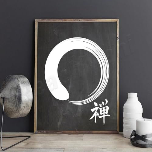 SHINERING Zen-Poster, Zen Enso Wabi-Sabi-Meditationsposter, Yoga-Studio-Dekor, Zen-Wandkunst, Buddhistisches Poster, Meditationskunst, A2 50Cmx70Cm Kein Rahmen