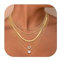 Finrezio 6Pcs Layering Halskette Damen 14K Vergoldete Schlangenkette Choker Edelstahl Wasserfest Gold Kette für Frauen Verstellbare Herz Schmuck Gold/Silber