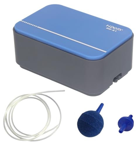 Hidom Ultra Quiet Aquarium Air Pump 2.0L/min Single Outlet Air Pump For Tropical or Marine Fish Tanks Upto 50L With Check Valve, Air Stone and Airline Tubing