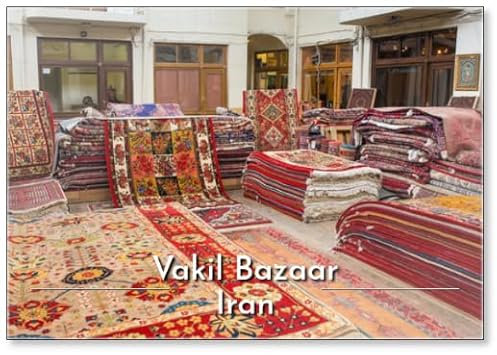 Kühlschrankmagnet mit traditionellem iranischem Teppich-Shop im Vakil-Basar, Shiraz, Iran, Kühlschrankmagnet