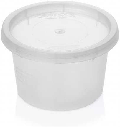 encase 50 Satco Plastic Food Takeaway Microwave Heavy Duty Cups with Lids 2oz 4oz 8oz 12oz 16oz (Clear, 4oz)