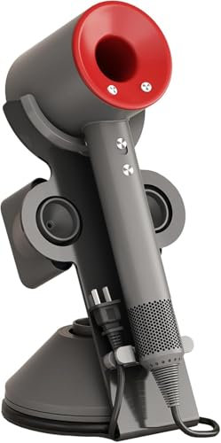 YUET Hair Dryer Holder Stand for Dyson Supersonic Hairdryer Hair Dryer Airwrap, Aluminum Alloy Stand Power Plug Holder, Bathroom Organizer Care Tools Magnetic (Grey, 2 Holes)
