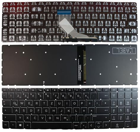Power4Laptops Allemande Rétroéclairé Noir et Blanc Clavier pour Ordinateur Portable (PC) de Remplacement Compatible avec HP Home 15-da0341ur
