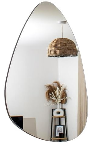 Frameless Pebble Glass Wall Mirror 70x50cm Irregular Shaped Modern Home Decor