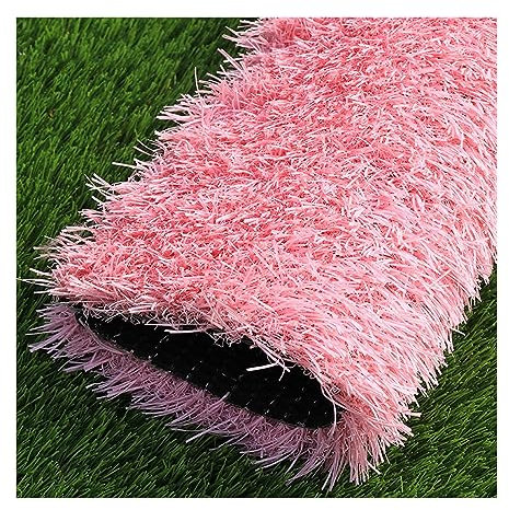 Kunstrasen Rasen, 2,5 cm Florhöhe, Rasenteppich mit Drainagelöchern, verschleißfest, rutschfest, Gartenrasenrolle für Haustierspielplätze, Rosa