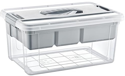 SIDSONS Large Storage Box 9L - Plastic Storage Box With Lid, Clear Storage Containers For Home, Garage, Office Organizer, Transparent Container With Snap Lock Top, Compartment Organiser Tray (9L)
