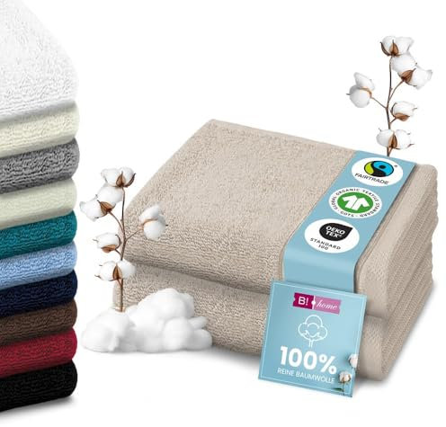 B!HOME 2er Set Premium Saunatücher [100% Baumwolle] 90x200 cm, grau/beige / 2 große XXL Saunahandtücher Weich, Saugstark & Pflegeleicht/Badetuch Perfekt für Bad, Strand & Reisen/Damen & Herren