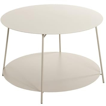 möbelando Couchtisch >55179< aus pulverbeschichtetem Stahlrohr - Elegantes Design mit Zwei Ablagen aus pulverbeschichtetem Metall; kaschmirgrau; Durchmesser 45 cm, Höhe 40 cm