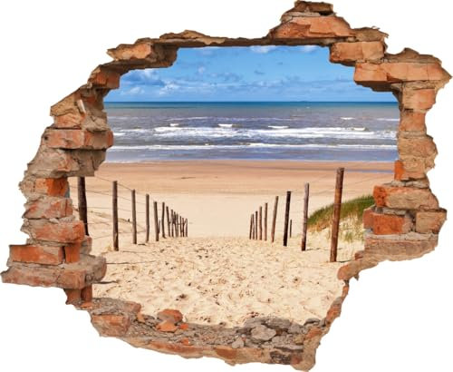DesFoli Wandtattoo Weg zum Strand Nordsee - verschiedene Rahmentypen DW000012 Farbe Roter Stein Quadratisch, Größe 73 cm x 60 cm