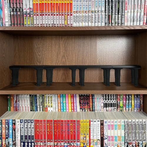 2er-Pack Regalerhöhung für die Präsentation von zwei Reihen Büchern auf einem einzigen Regal, Holz, verstellbare Höhe, Manga-Display-Ständer, platzsparender Präsentationsständer für Bücher, Manga