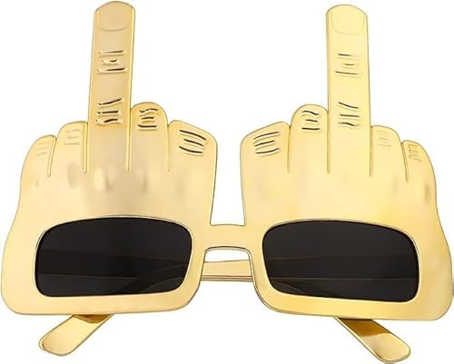 Gammaeon Lustige Sonnenbrille mit Mittelfinger-Design – Goldfarbenes Party-Accessoire für Karneval/Selfie-Streich