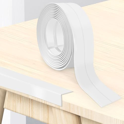 Hengrongshen Plinthe Souple PVC Autoadhésive 20 mm x 20 mm x 24 m, Imperméable Anti-Moisissures Résistante à l'Huile, pour Cuisine Salle de Bain Chambre Garage (Blanc)