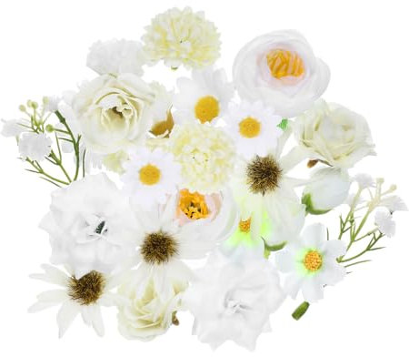 20 Stück Kunstblumen zum Basteln Set, Kunstblumen Deko wie echt, Künstliche Blumen Deko, Artificial Flowers, Plastik Blumen für Weiß Dekoration, 10 Arten für DIY-Projekte und Basteln Dekorationen
