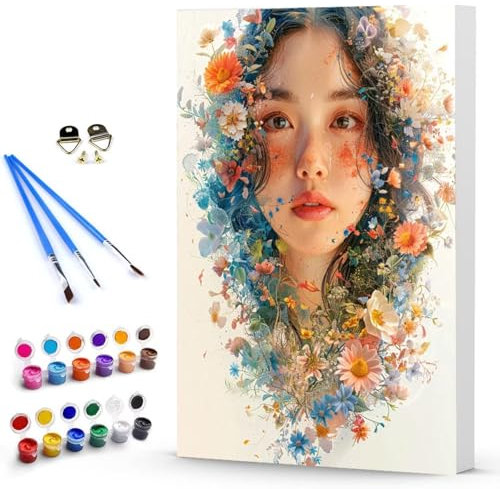 Peinture Numero Adulte Femme Peinture par Numero Adulte Fleur, DIY Cheerful Painting, Toile Artisanat Avec 3 Pinceaux et Pigment Acrylique Painting Kit, Décoration Maison Cadeau 100x135cm -TL2504JO