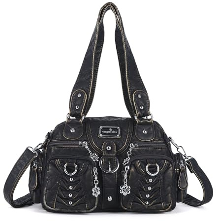 Angel Kiss Kleine Geldbörse, Handtasche für Damen, Crossbody und Schultertaschen, mehrere Taschen, weiche Hobo-Geldbörsen, verstellbarer Riemen, Bronze